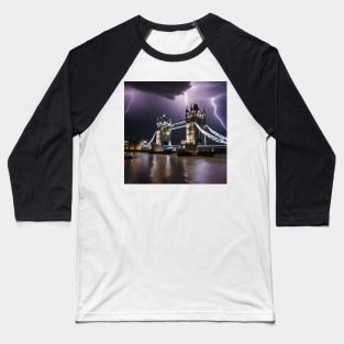 Iconic World Landmarks During A Thunderstorm : Tower Bridge London Baseball T-Shirt